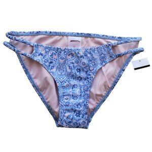 Xhilaration Womens Swim XS Bikini Blue Pink Paisley Swim Bottoms Hipster Strappy